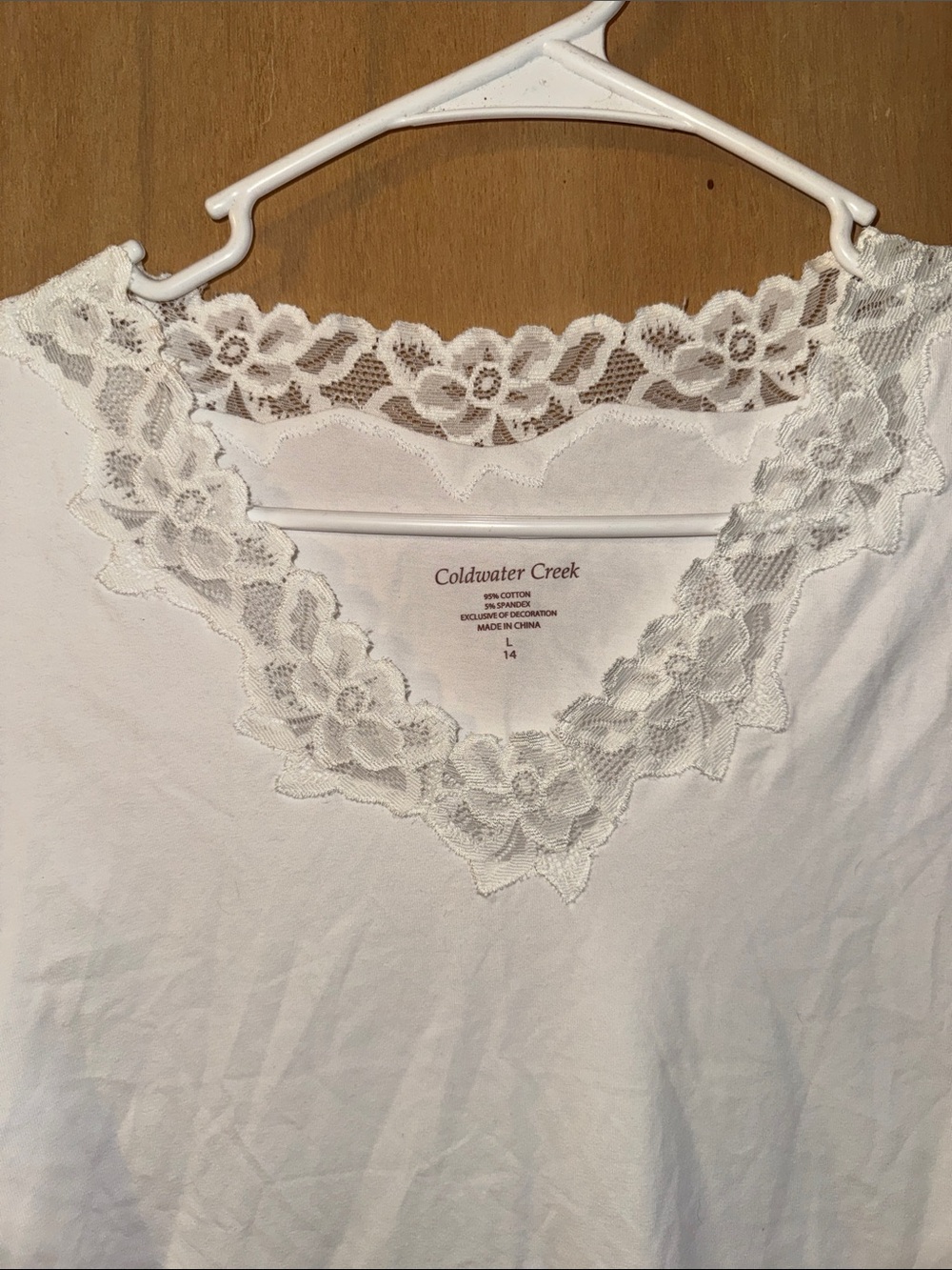 Coldwater Creek Scalloped Lace-Trim Sleeveless Camisole Tank Top Large - Picture 2 of 4
